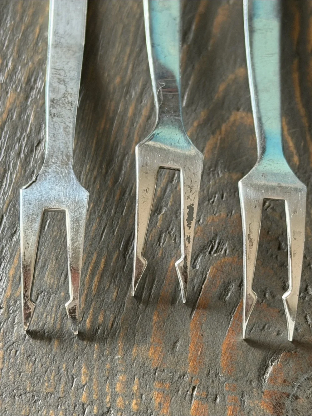 Vintage 925 Sterling Silver Figural Whimsical Cocktail Pick Fork Set of 3